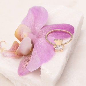 14K Gold Teddy Bear Ring: Cubic Zirconia Animal Jewelry