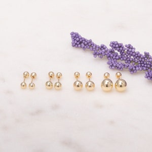 Solid Gold Studs, Golden Ball Earrings, 14K Gold, Ball Stud Earrings