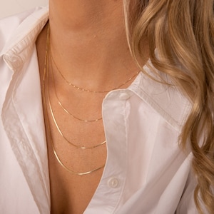Gold Box Chain, Dainty Gold Necklace, Box Chain Necklace, Solid Gold Chain