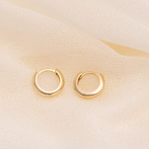 14K Solid Yellow Gold Huggie Hoops: Small Waterproof Earrings