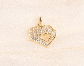 Two Heart Pendant, Dainty Heart, Charm Necklaces, Love Necklace