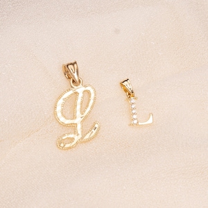 Colgante con inicial l de oro, dijes de letras, dijes de inicial de oro, dijes de oro pequeños