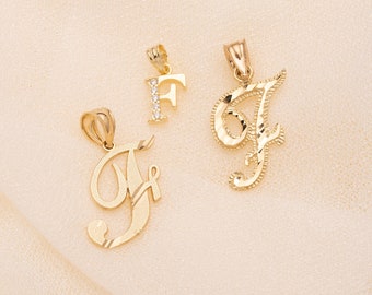 14k Solid Gold Initial Pendant: Personalized Letter Necklace