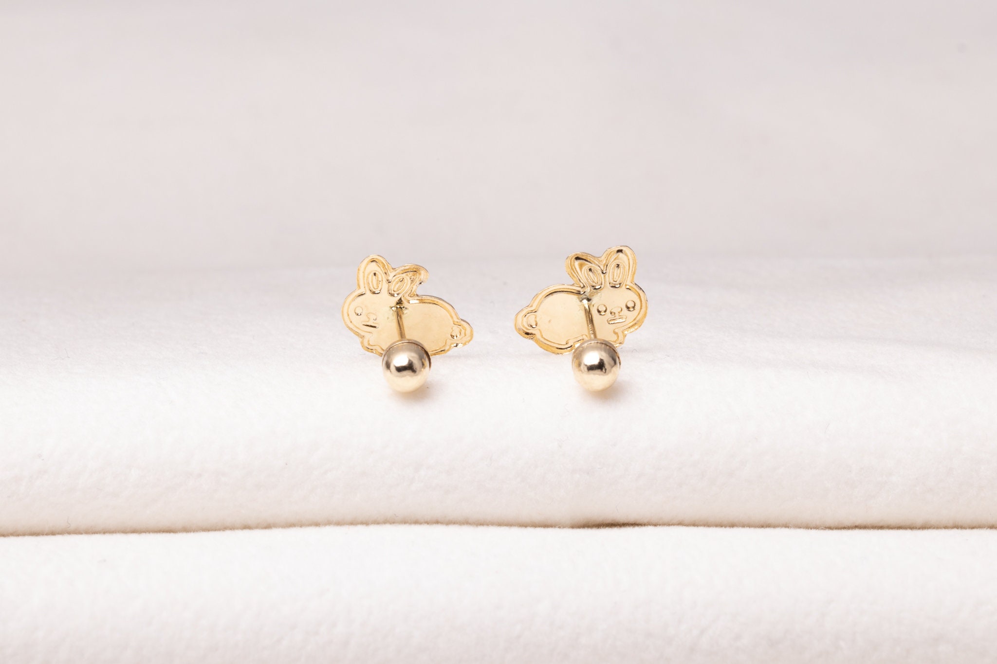Orecchini A Perno Vintage Coniglio Con Perla - Oro - Gioielli Boho Per Donna