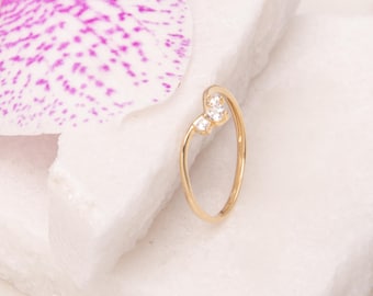 14K Solid Yellow Gold CZ Cluster Ring