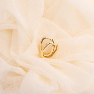 14K Solid Yellow Gold Oval Hoop Earrings - 20mm Huggie