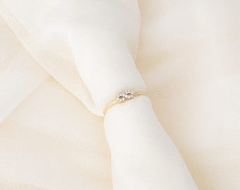 14K Solid Yellow Gold Infinity Ring: Cubic Zirconia Promise Ring