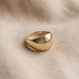 14k Solid Gold Dome Ring, Chunky Statement Circle