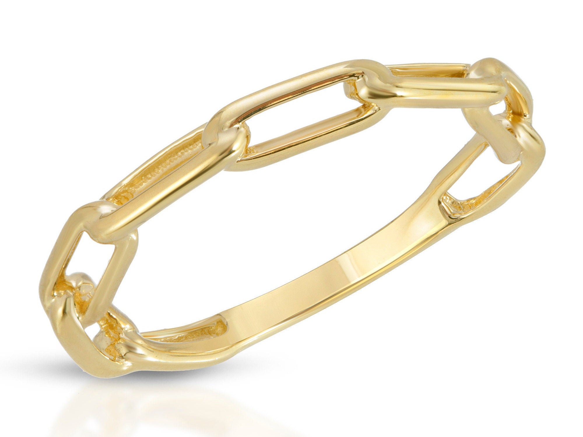 Chain Link Ring 14k Solid Gold Ring Link Ring Etsy