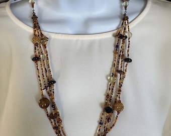 Brown Necklace - Boho style - beaded necklace – multi-strand - for women - handmade - beaded jewelry – gift – for her – Mother’s day
