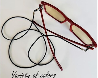 Genuine Leather Eyeglass Chain: Unisex Eyeglass Holder - variety of colors