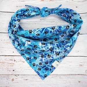 Tie-Dye Pawprint Dog Bandana, Dog Scarf, Reversible, Washable, Cotton Pet bandana, Special Occasion or Every Day Wear