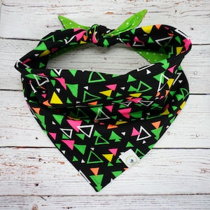 Neon 90s Pet Bandana: Reversible Cotton Scarf