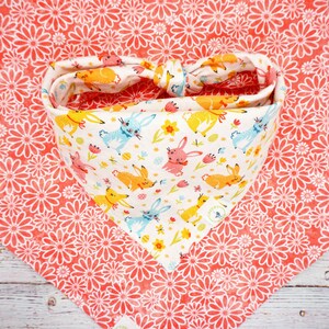 Easter Bunny Pet Bandana: Reversible Spring Floral Cotton Scarf