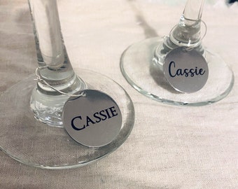 Custom Laser Engraved Wine Glass Charms -Multiple Sizes| Party Favour | Wedding Gifts | Personalized Wine Charms | Wedding Place Cards