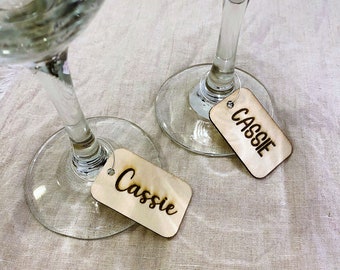 Custom Laser Engraved Wine Glass Charms | Party Favour | Wedding Gifts | Personalized Wood Wine Charms | Custom Wine Charms | Wood Charms