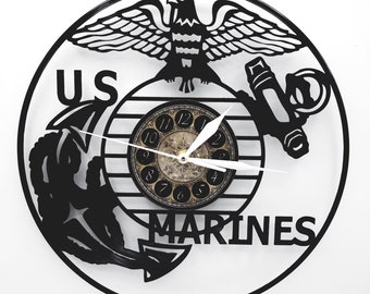 Great For Your Man Cave Marine Corps Wall clock Handmade Gr8 gifts 