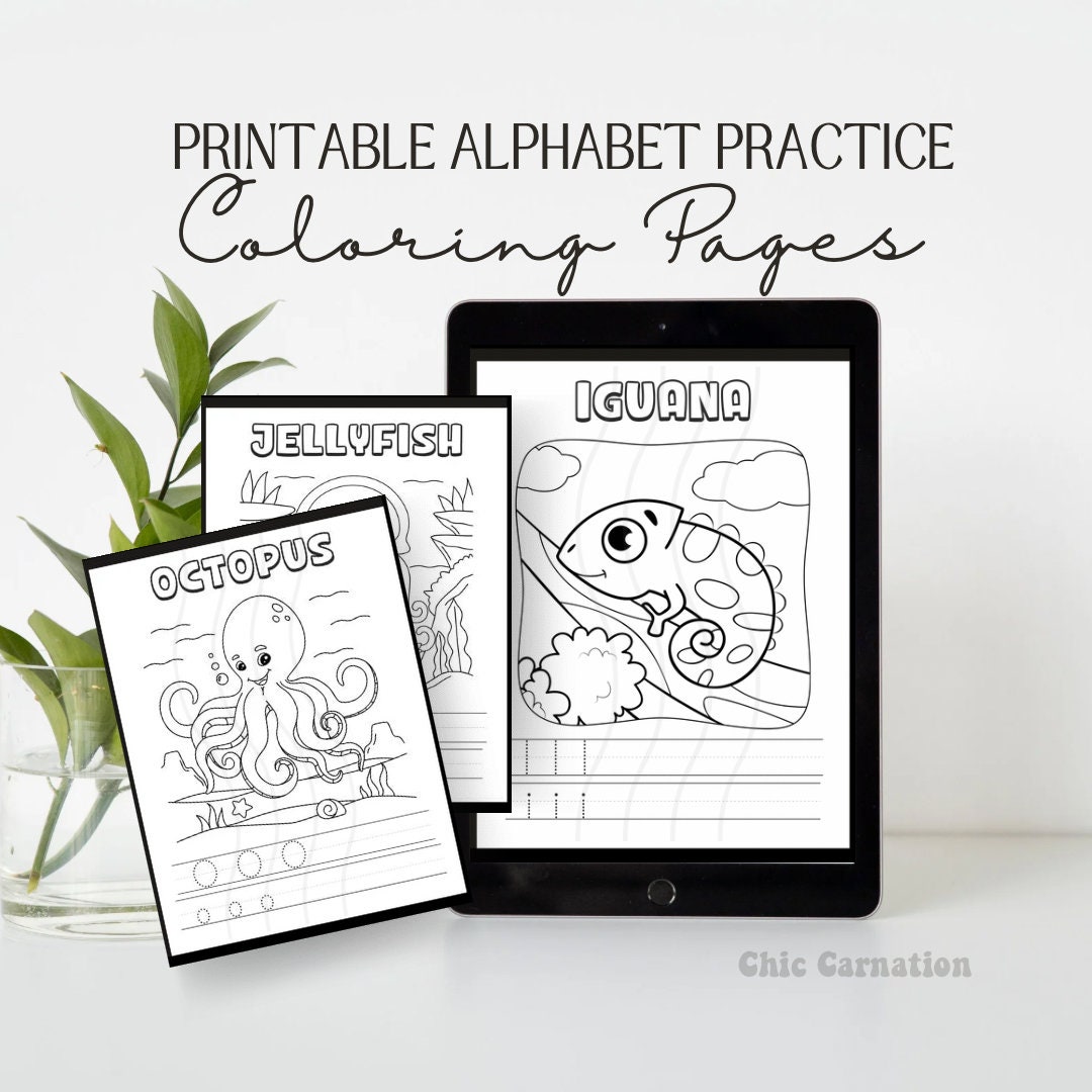 Printable Letter Practice Coloring Pages Etsy