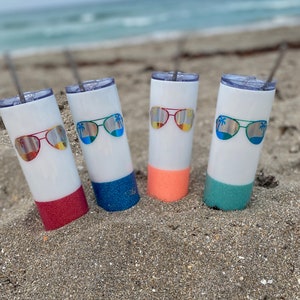 Beach Tumbler | Vacation Cup | Glitter Drinkware