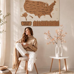 National Park Map, USA Push Pin Travel Tracker, Wooden Wall Art for Hikers
