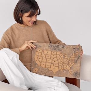 US Holz Reisekarte mit Pins, Pinnwand Pinnwand Pinnwand Neues Zuhause Geschenk