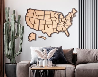 コルクボード 木製 USA プッシュピン 旅行マップ カップルギフト、木製 米国 関係ギフト、パーソナライズされたコルクボード、結婚祝い