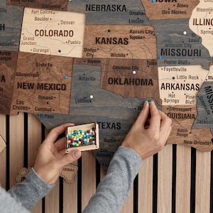 US Holz Karte Wohnung Dekor Reise Geschenke, Push Pin Reise Karte 5. Jahrestag Geschenk Holz Wand Kunst, über Bett Dekor Karte der Vereinigten Staaten