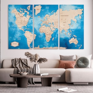 3D Wereldkaart, Cork World Map Wall Art, Houten Wereldkaart Push Pin, Gepersonaliseerde Reiskaart, Boven Bed Decor, Pin Board Appartement Decor afbeelding 3