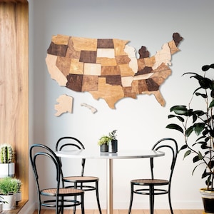 Wooden USA Map-Wood Map of United States Wall Art-US Travel Map Gift Push Pin-Large Wooden Wall Decor-First Apartment Housewarming Gift