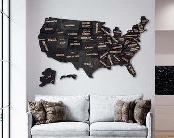 Wood USA Map, Push Pin US Travel Map, United States Travel Gift Extra Large Wall Art, 5th Anniversary Travel Gifts