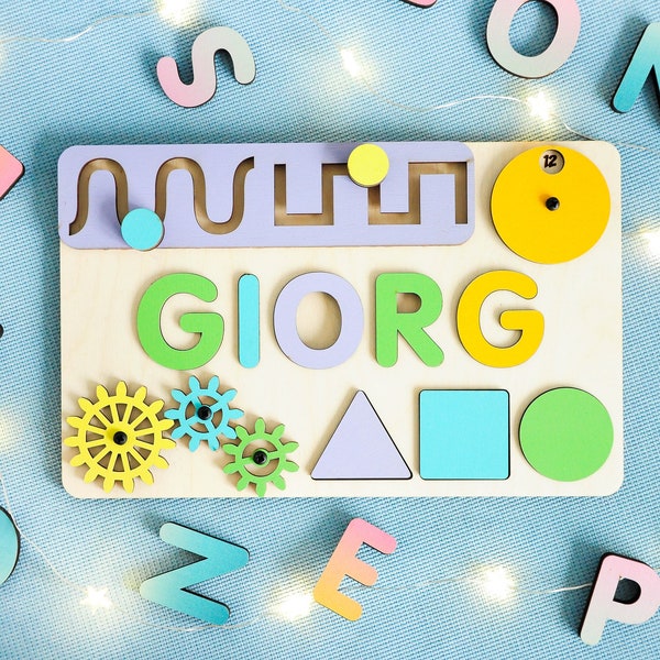 Name Puzzle Busy Board, Personalized Activity Board, Christmas Gifts for Kids, Baby Learning Board, Educational Toys Toddler