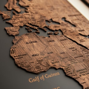 Wooden World Map, Wall Art Decor, 3D Wooden World Map, World Map for Pins,  Brown Color Wood Map, Housewarming Gift, Office Decor, Handcraft 