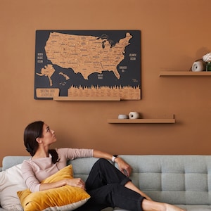 National Park Karte USA Karte, Push Pin Karte Wohnung Dekor, Holz Karte der Vereinigten Staaten Karte, Holz Wandkunst 5. Jahrestag Geschenk