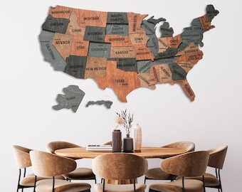 USA Push Pin Map Travel Gift - Wood US Travel Map Pin Board - United States Map Wall Art - New Home Apartment Housewarming Gift