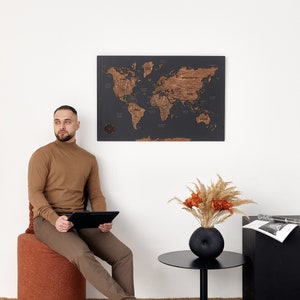 Houten Wereldkaart Wall Art Home Decor, Grote Muur Decor Reizen Wall Art Appartement Decor, Houten Wereldkaart Push Pin Nieuw Huis Verjaardagscadeau