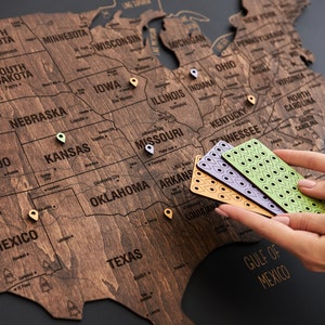 US National Park kaart nieuw appartement cadeau decor, houten push pins reiskaart, cadeau 5e verjaardag, houten muurkunst Verenigde Staten