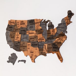 Hölzerne USA Karte Wohnung Dekor 5. Jahrestag Geschenk, US-Reise-Karte der Vereinigten Staaten, über dem Bett Dekor Neues Zuhause Housewarming Geschenk
