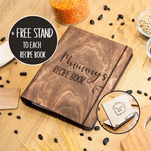 Recipe Book Binder, Personalized Wooden Cook Book, Mothers Day Gift for Birthday, Custom Family Recipe Journal, Gift For Wife