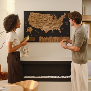National Park USA Karte, Reise Karte mit Pins Geschenk zum 5. Jahrestag, Pinnwand Karte Wohnung Dekor Wandbehang, Holzwand Kunst Freund Geschenk