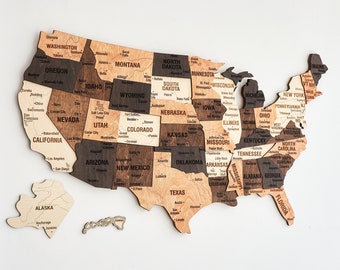 USA Push Pin Map Travel Gift - Wood US Travel Map Pin Board - United States Map Wall Art - New Home Apartment Housewarming Gift