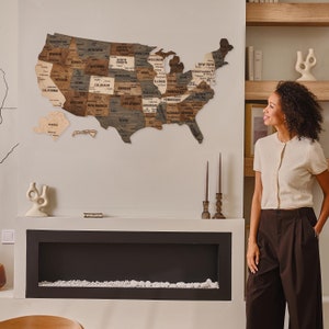 Hölzerne USA Karte Wand Kunst Push Pin Reise Karte, Reise Tracker Karte Wohnung Dekor 5