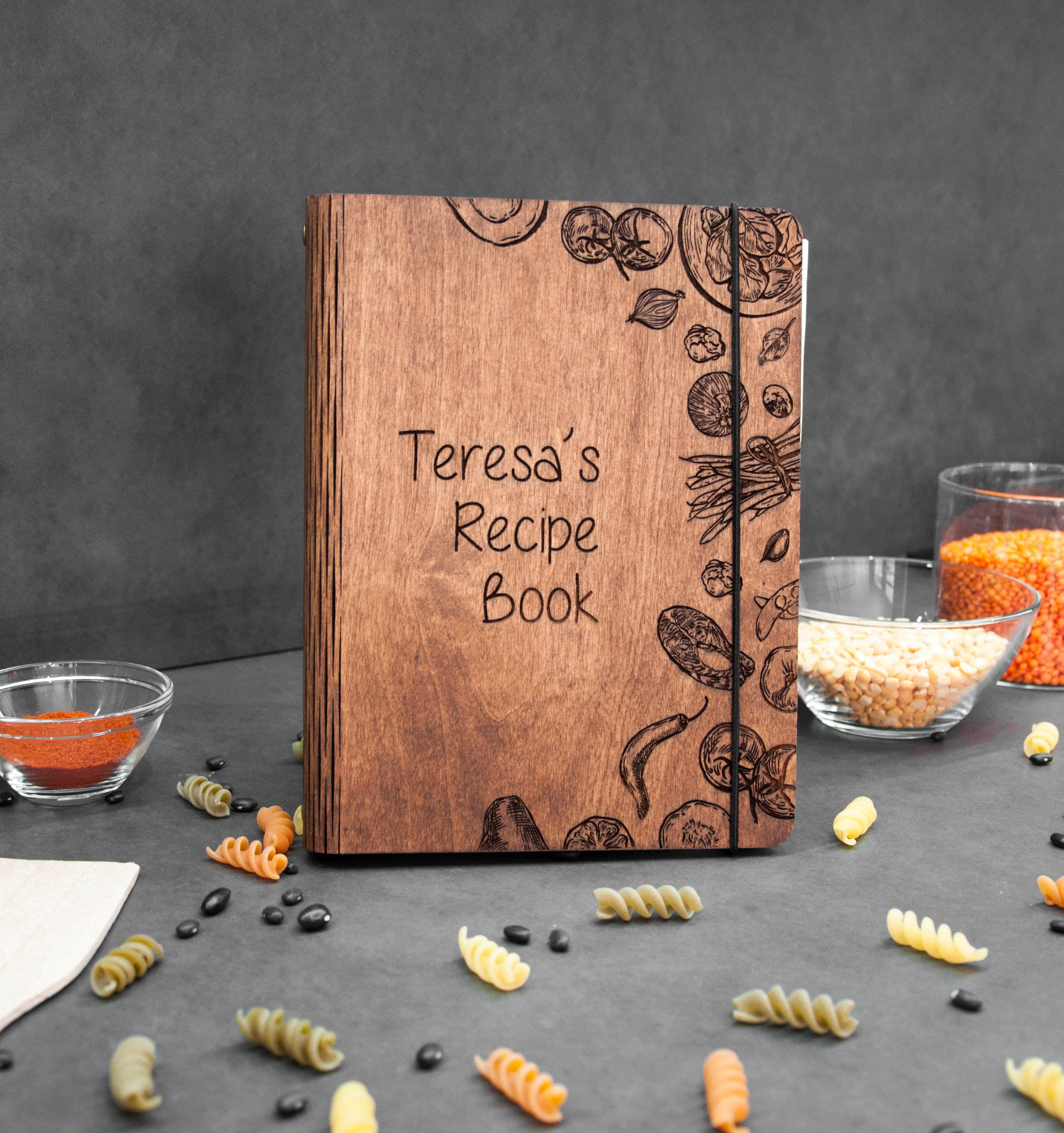 Wooden Recipe Book Binder Personalized Custom Journal Cook Etsy