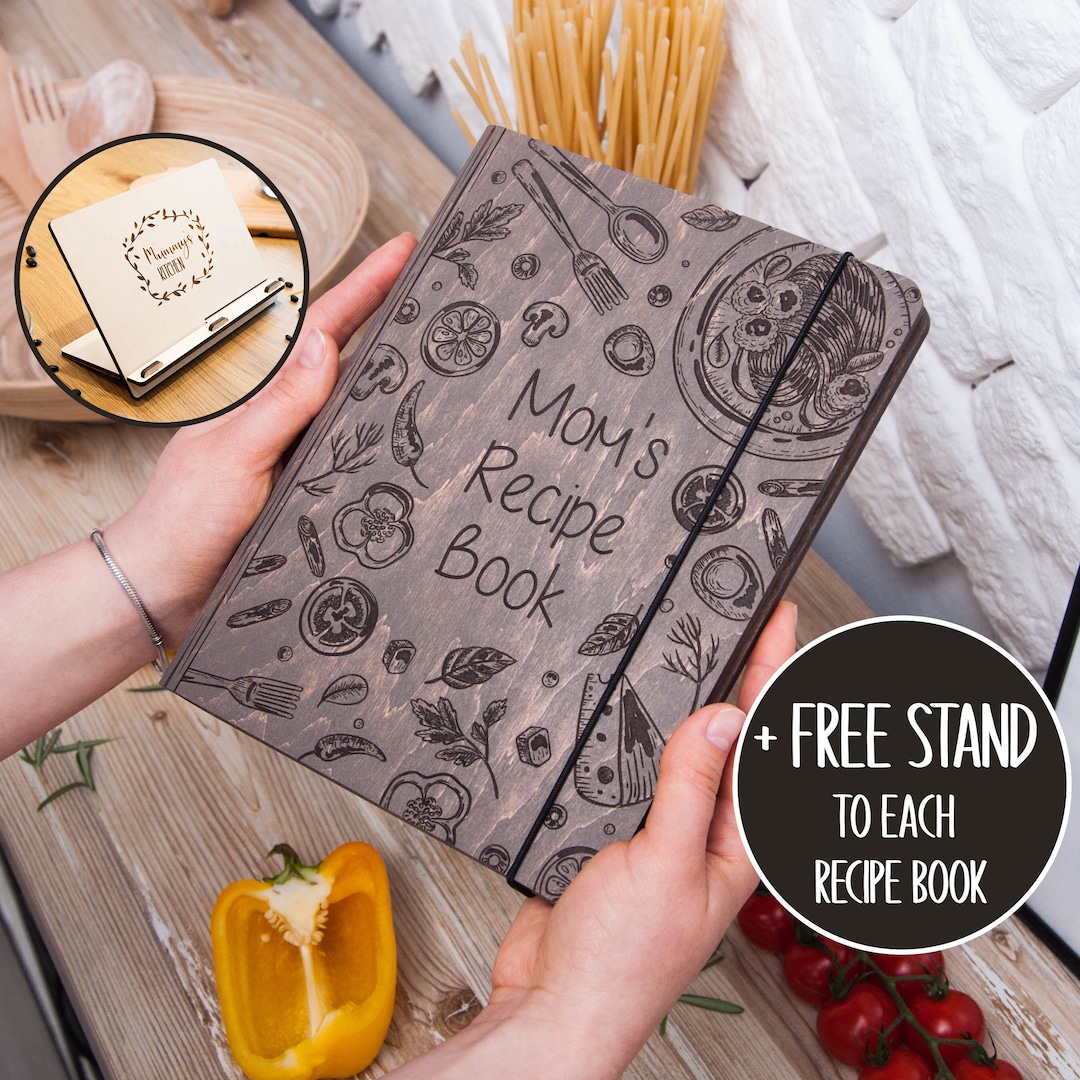 Personalized Recipe Book Wooden Recipe Binder, Custom Cookbook With