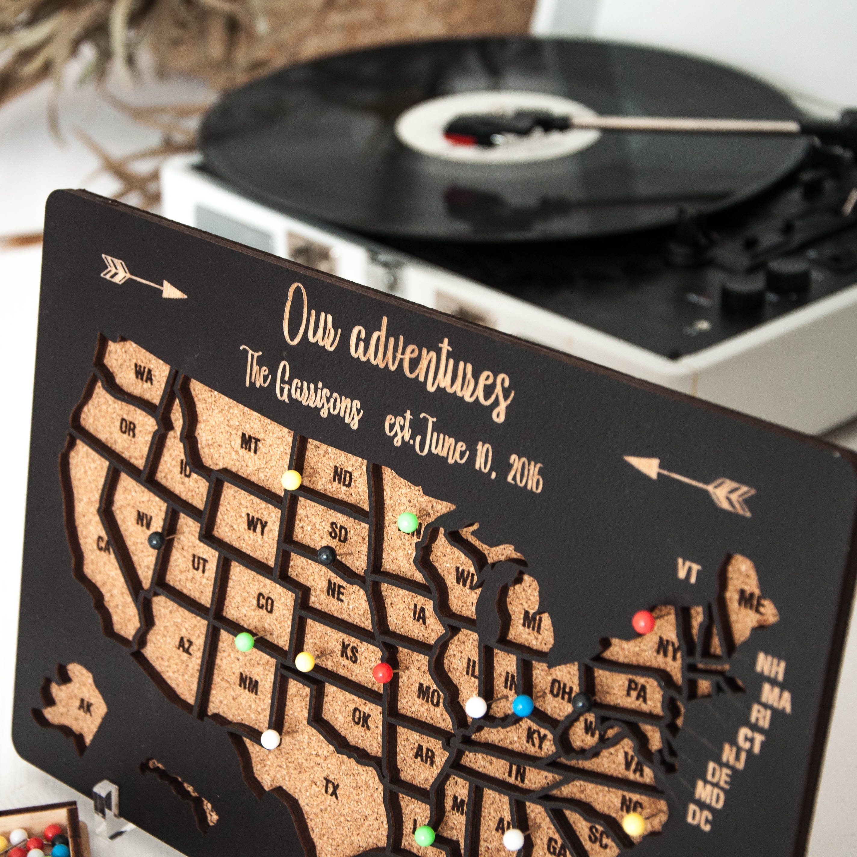 1 Year Anniversary Gift For Boyfriend, Travel Map For Couples Gift For Girlfriend,Long Distance Relationship Gift For Boyfriend,Push Pin USA