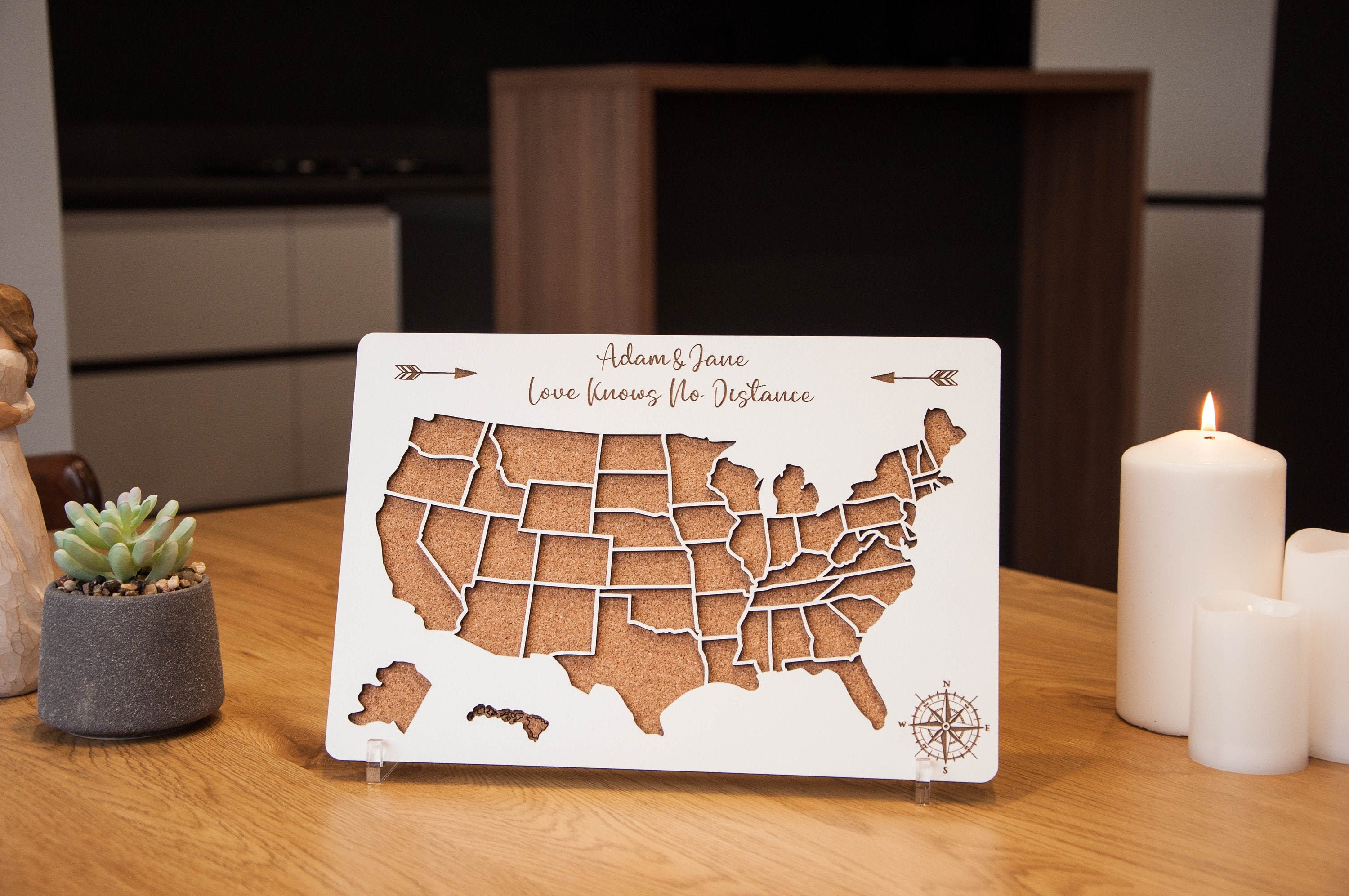 1 Year Anniversary Gift For Boyfriend, Travel Map For Couples Gift For Girlfriend,Long Distance Relationship Gift For Boyfriend,Push Pin USA