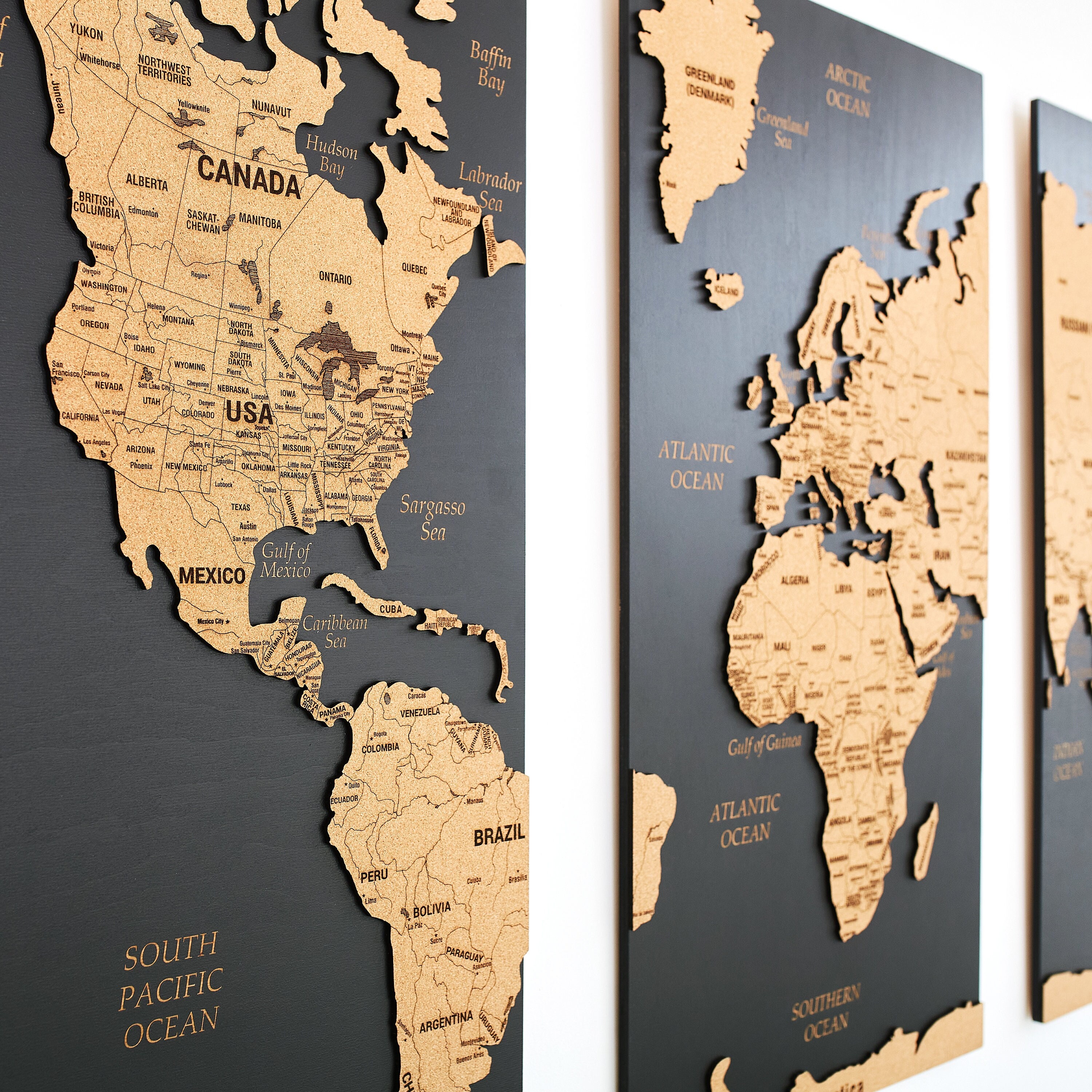 Wooden World Map - River Gray - World On Wall