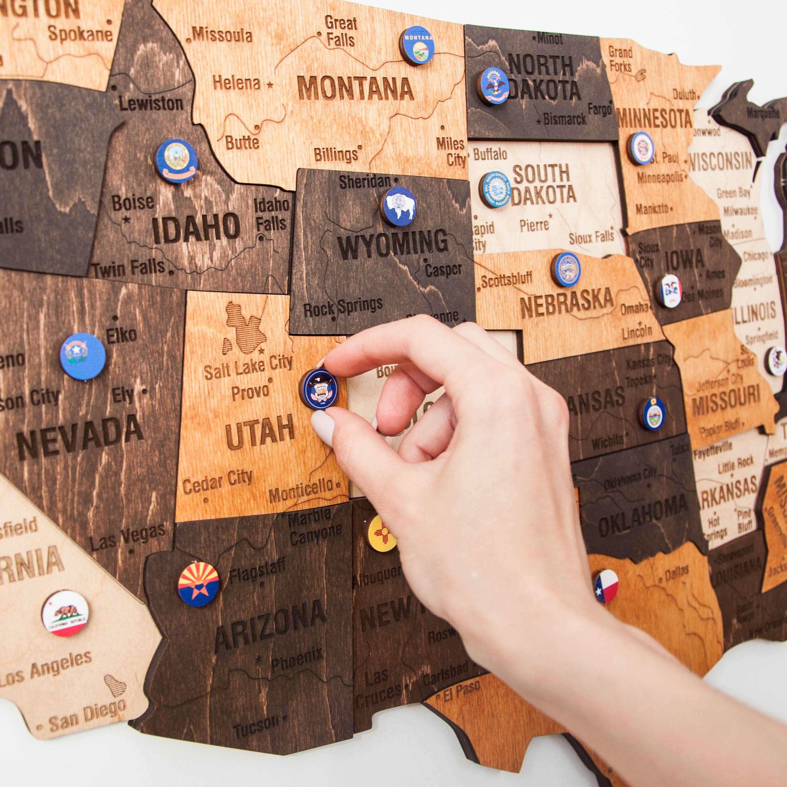 USA States Flags Push Pins