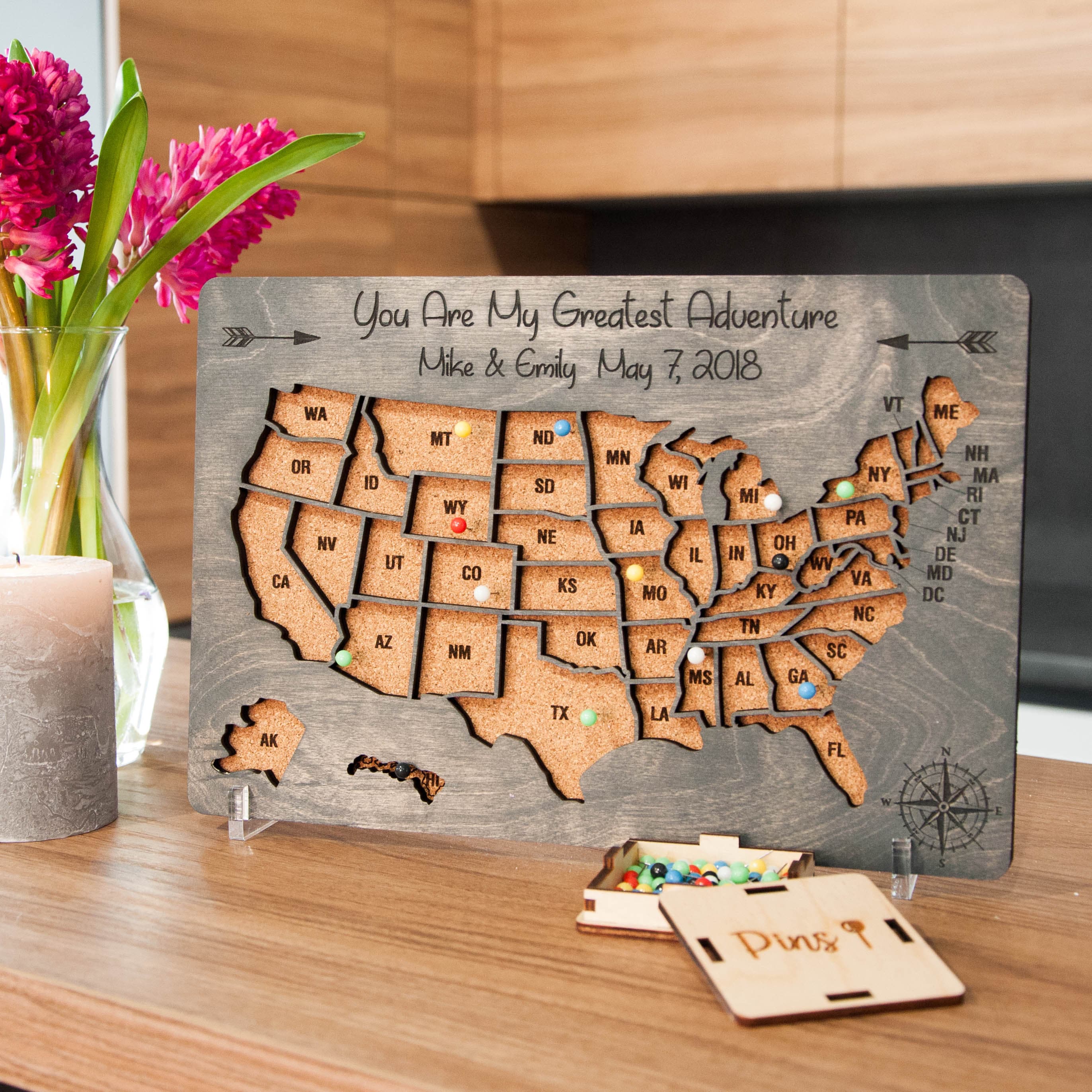 Couples Gifts Push Pin Map Travel - Il Fullxfull.3221241891 2ki3