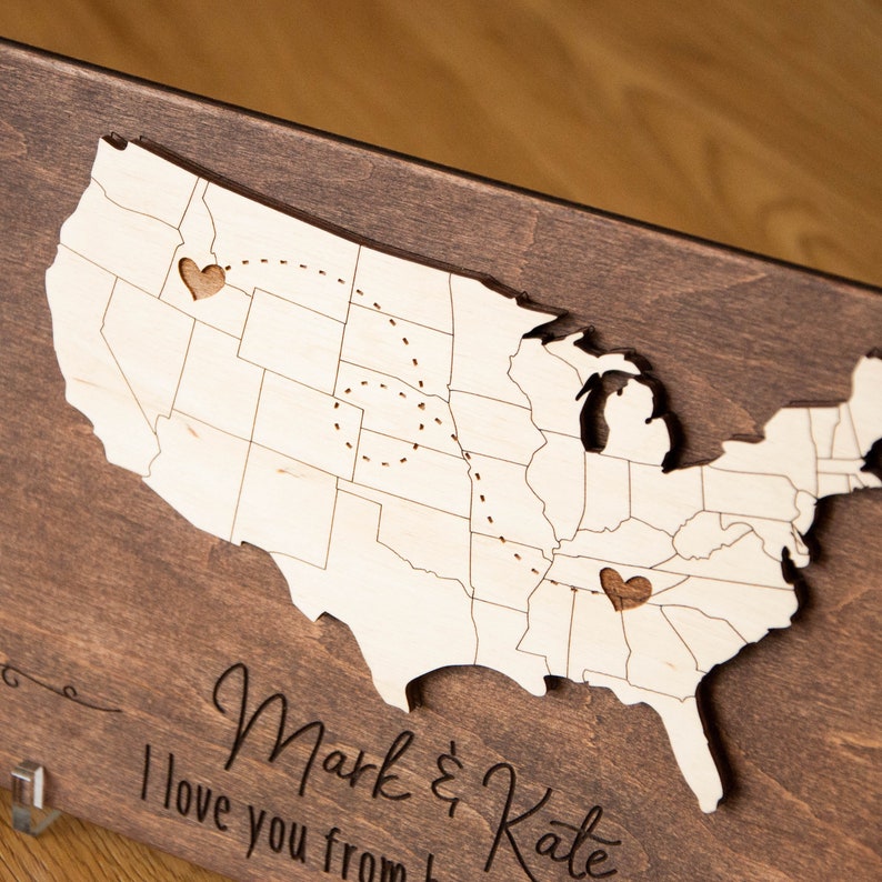 Moving Away Gift, Long Distance Relationship Gifts For Boyfriend, Going Away Gifts For a Friend, Long Distance Best Friend Two State Map image 9