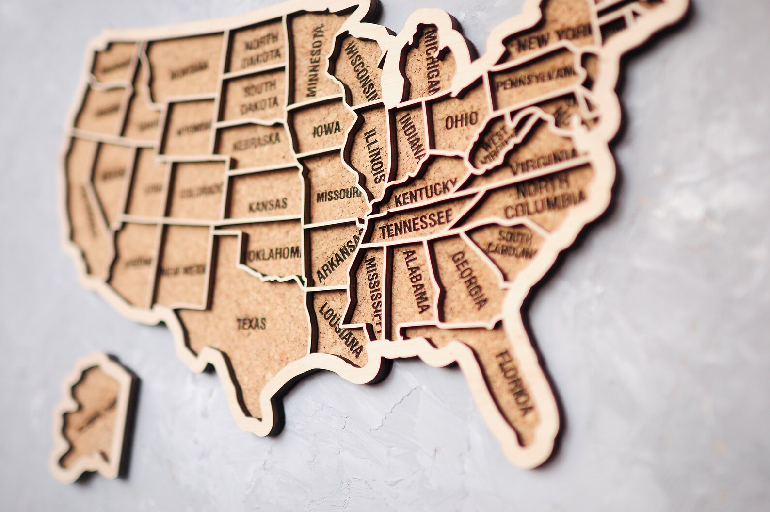 Wood US Map USA Cork Board Map 5th Anniversary Wooden USA  Etsy
